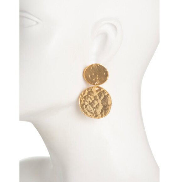 KENNETH JAY LANE Gold Gold Coin Double Drop Post Back Earrings - Picture 2 of 2